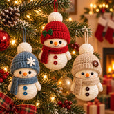 Handmade Snowman Ornament | Crochet Christmas Tree Decor | Stocking Stuffer and Winter Gift