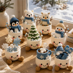 Crochet Winter Decor, Handmade Snowman Penguin Bear Owl Desk Gift