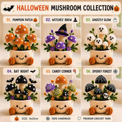 Halloween Crochet Mushroom Decor Ghost Witch Bat Pumpkin Collection
