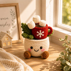 Christmas Desk Decor Crochet Pot Holiday Gift