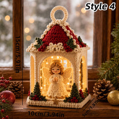 Handmade Crochet Christmas Lantern,Amigurumi Decor,Cardinal Bird,Snowman,Angel,Xmas Home Decor,Farmhouse Holiday Table Ornament,Xmas Gift