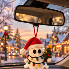 Handmade Crochet Christmas Hanging Ornament – Car Mirror Charm, Bag Charm & Christmas Tree Decoration