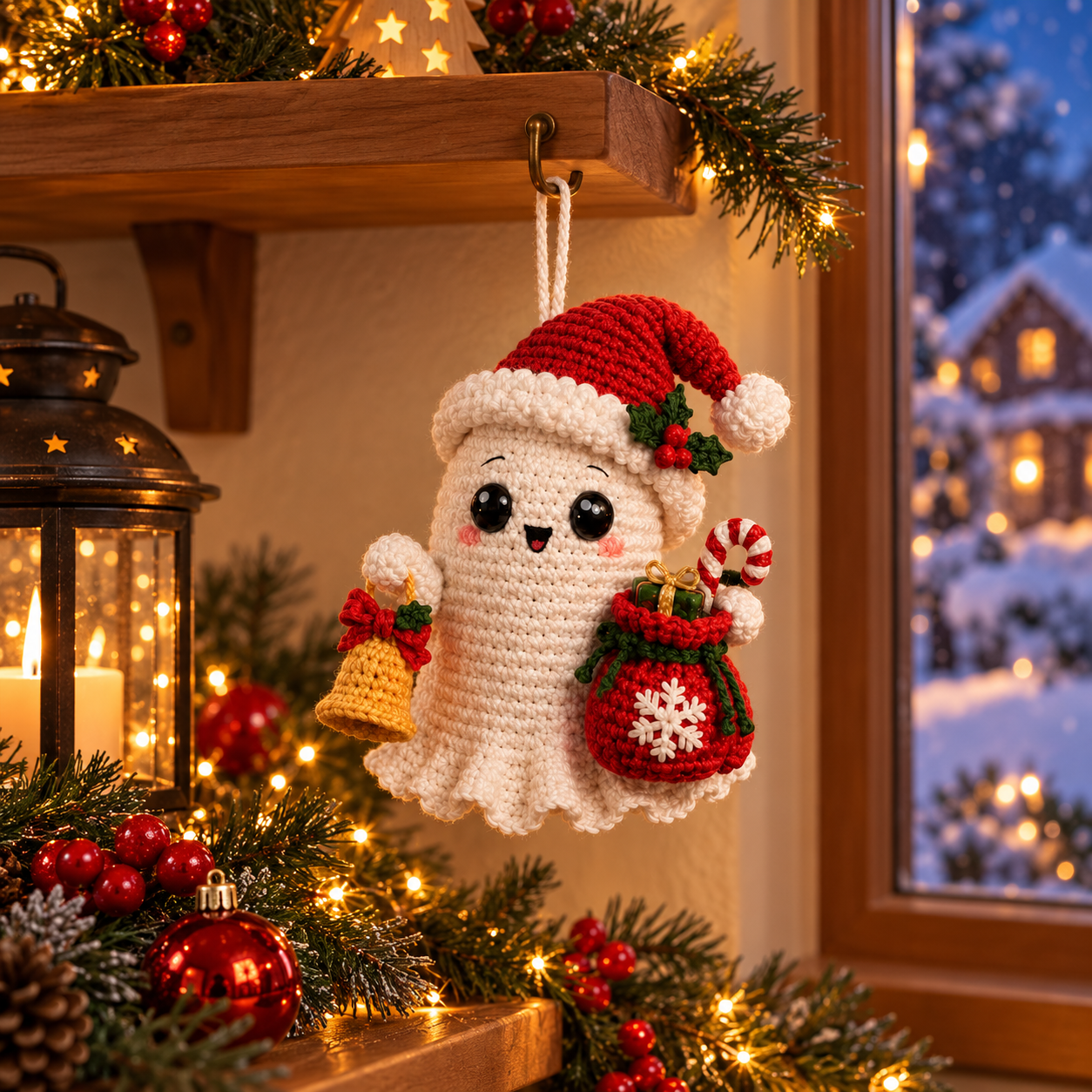 Handmade Crochet Christmas Hanging Ornament – Car Mirror Charm, Bag Charm & Christmas Tree Decoration