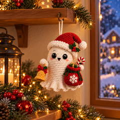 Handmade Crochet Christmas Hanging Ornament – Car Mirror Charm, Bag Charm & Christmas Tree Decoration