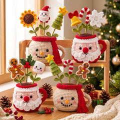 Crochet Christmas Plant Pot, Christmas Decor Gift ,Christmas Amigurumi, Festive Desk Ornament