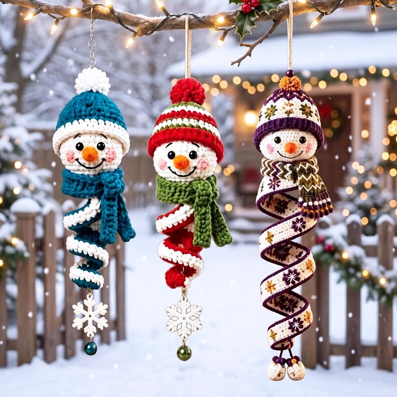 Crochet Christmas Spiral Wind Chime Ornament DIY Kit,Beginner Friendly Craft Kit Gift,Step-by-Step PDF Pattern,Christmas Tree Hanging Decor