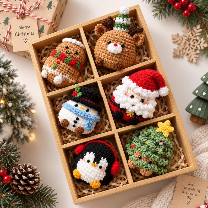 Crochet Christmas Car Ornament, Christmas Gifts, Handmade Snowman, Santa, Penguin, Grin, Crochet car hanging, Cute Grin Car Charm, Xmas Gift