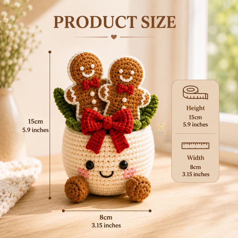 Christmas Desk Decor Crochet Pot Holiday Gift