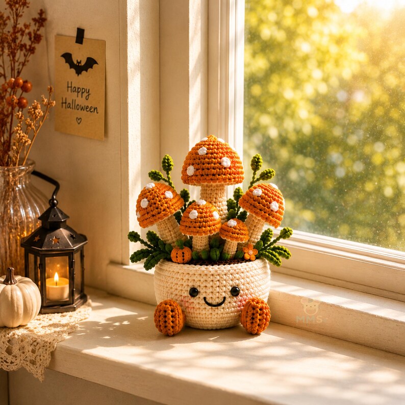 Halloween Crochet Mushroom Decor Ghost Witch Bat Pumpkin Collection