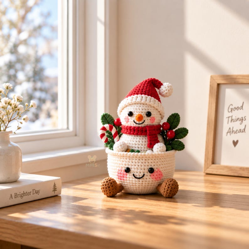 Christmas Crochet Decor, Handmade Gift, Amigurumi Desk Ornament