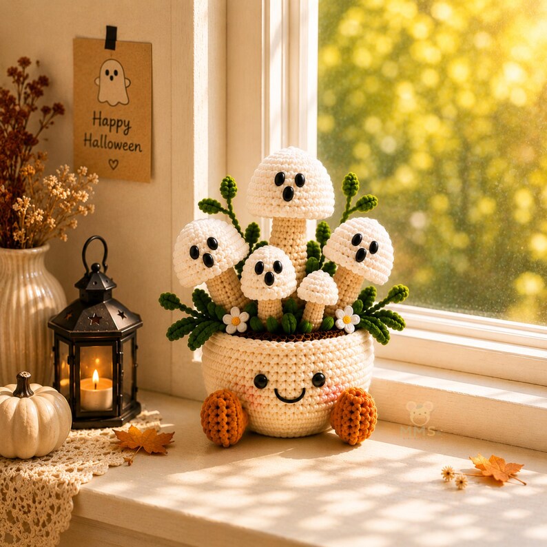 Halloween Crochet Mushroom Decor Ghost Witch Bat Pumpkin Collection