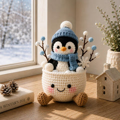 Crochet Winter Decor, Handmade Snowman Penguin Bear Owl Desk Gift