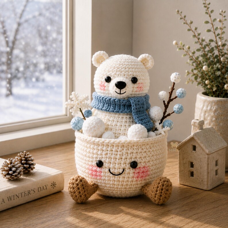 Crochet Winter Decor, Handmade Snowman Penguin Bear Owl Desk Gift