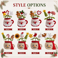 Crochet Christmas Plant Pot, Christmas Decor Gift ,Christmas Amigurumi, Festive Desk Ornament