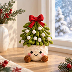 Crochet Christmas Pots, Festive Crochet Plants, Snowman Poinsettia Mini Xmas Decor, Handmade Holiday Shelf Ornament, Secret Santa Gift