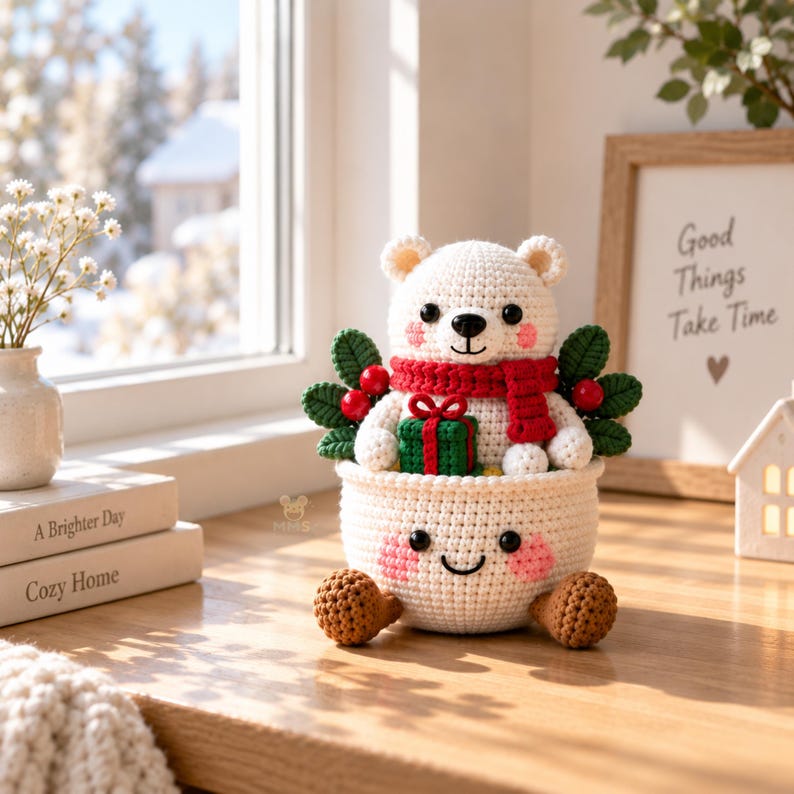 Christmas Crochet Decor, Handmade Gift, Amigurumi Desk Ornament