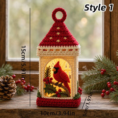 Handmade Crochet Christmas Lantern,Amigurumi Decor,Cardinal Bird,Snowman,Angel,Xmas Home Decor,Farmhouse Holiday Table Ornament,Xmas Gift