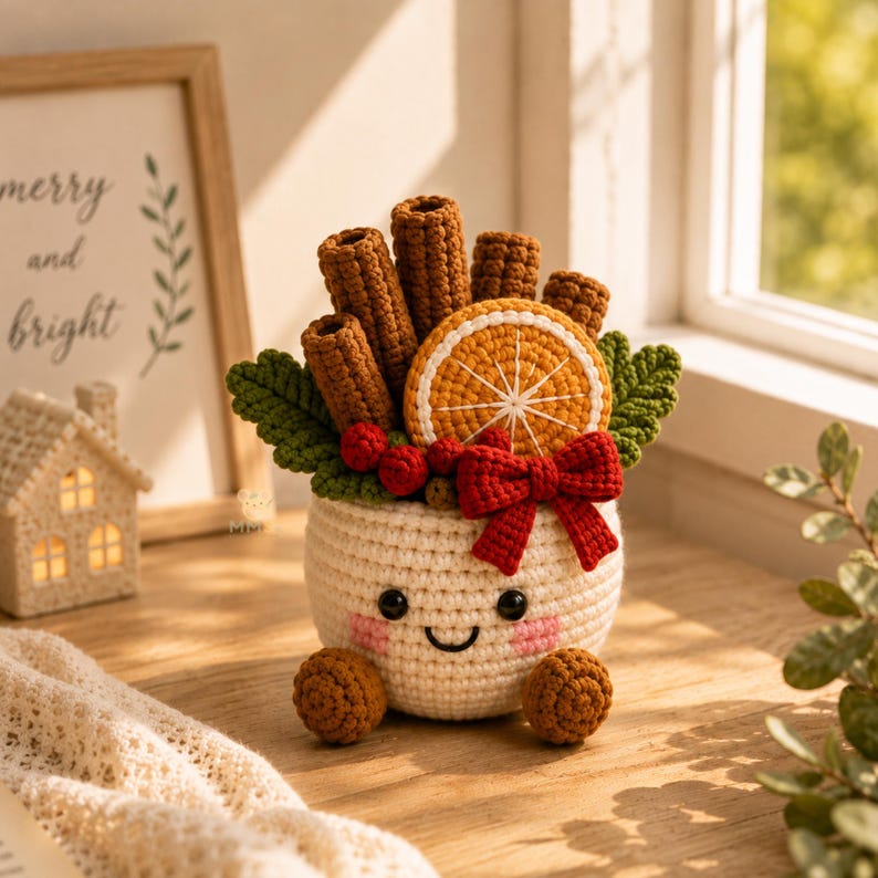 Christmas Desk Decor Crochet Pot Holiday Gift