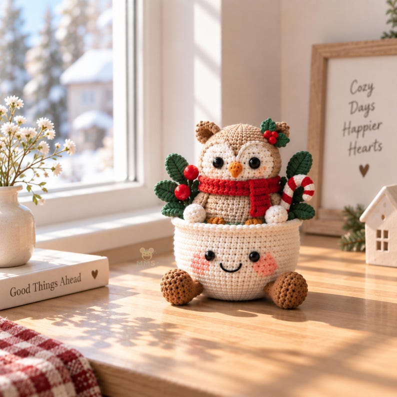Christmas Crochet Decor, Handmade Gift, Amigurumi Desk Ornament
