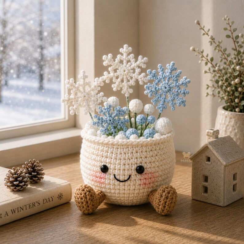 Crochet Winter Decor, Handmade Snowman Penguin Bear Owl Desk Gift
