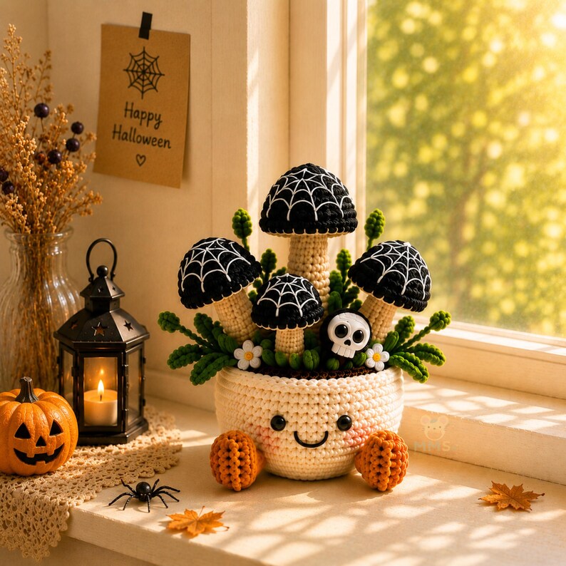 Halloween Crochet Mushroom Decor Ghost Witch Bat Pumpkin Collection