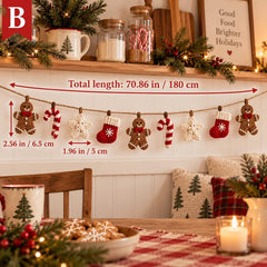 Crochet Christmas Garland, Handmade Mantel Decor, Holly Snowflake Bell Ornaments, Holiday Fireplace Bunting
