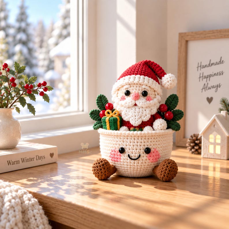 Christmas Crochet Decor, Handmade Gift, Amigurumi Desk Ornament