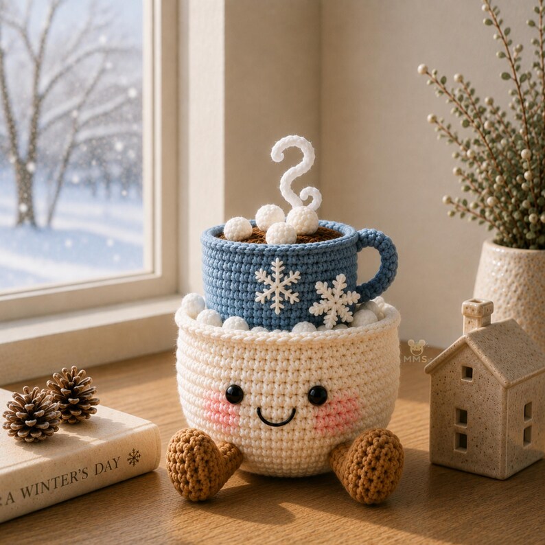 Crochet Winter Decor, Handmade Snowman Penguin Bear Owl Desk Gift