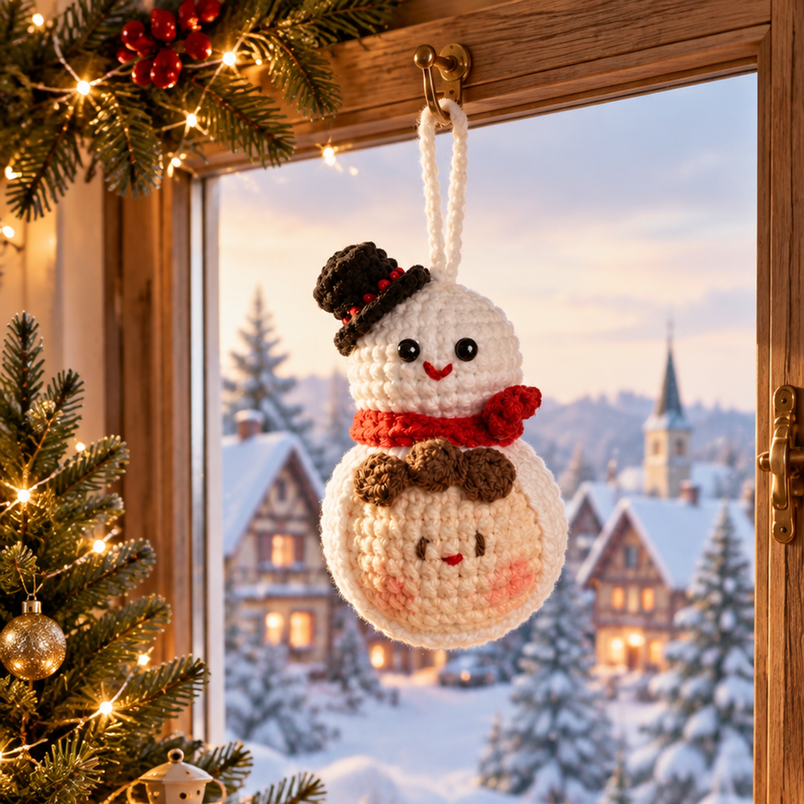 Handmade Crochet Christmas Hanging Ornament – Car Mirror Charm, Bag Charm & Christmas Tree Decoration